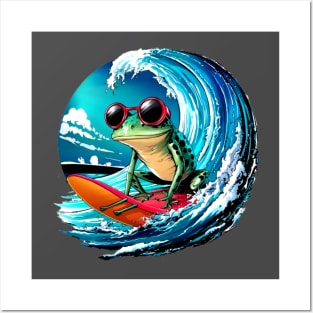 Surfing with my frog Posters and Art